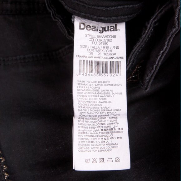 Desigual Exotic Hi-Rise Jeans Lightweight Embroidered Denim Black NEW READ - Picture 12 of 12